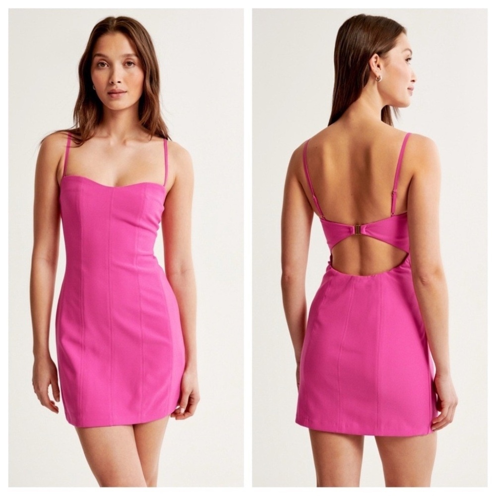 Pink Abercrombie L Corset Clasp-Back Mini Dress New with tags NWT Barbie Petite